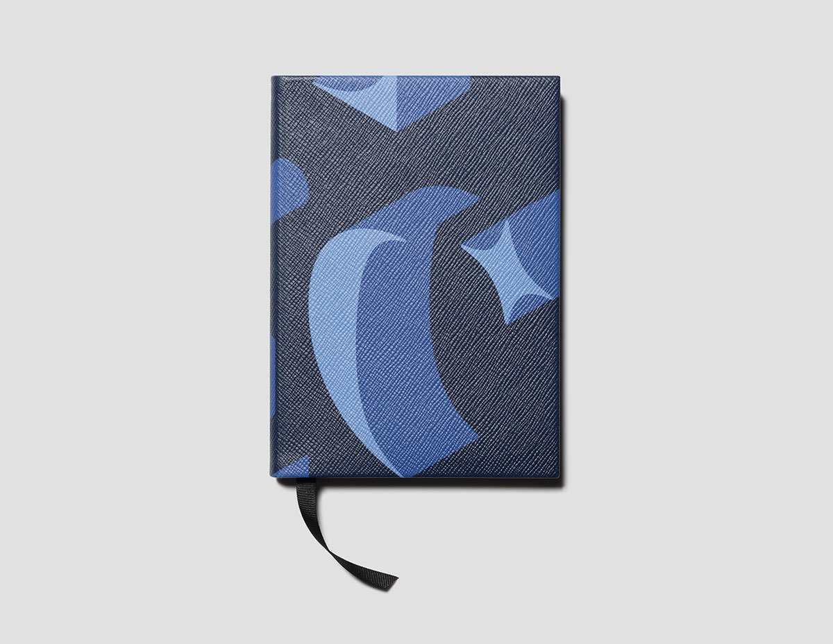 Smythson Soho Logo Embossed Notepad in Nile Blue